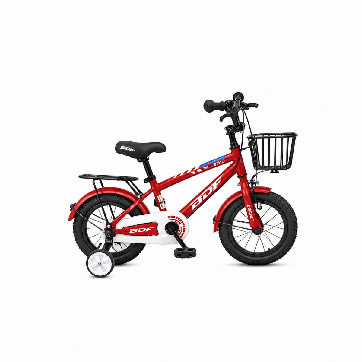 BDF 12" Kids Bicycle Red & White with Iron Mudguard & Front Basket