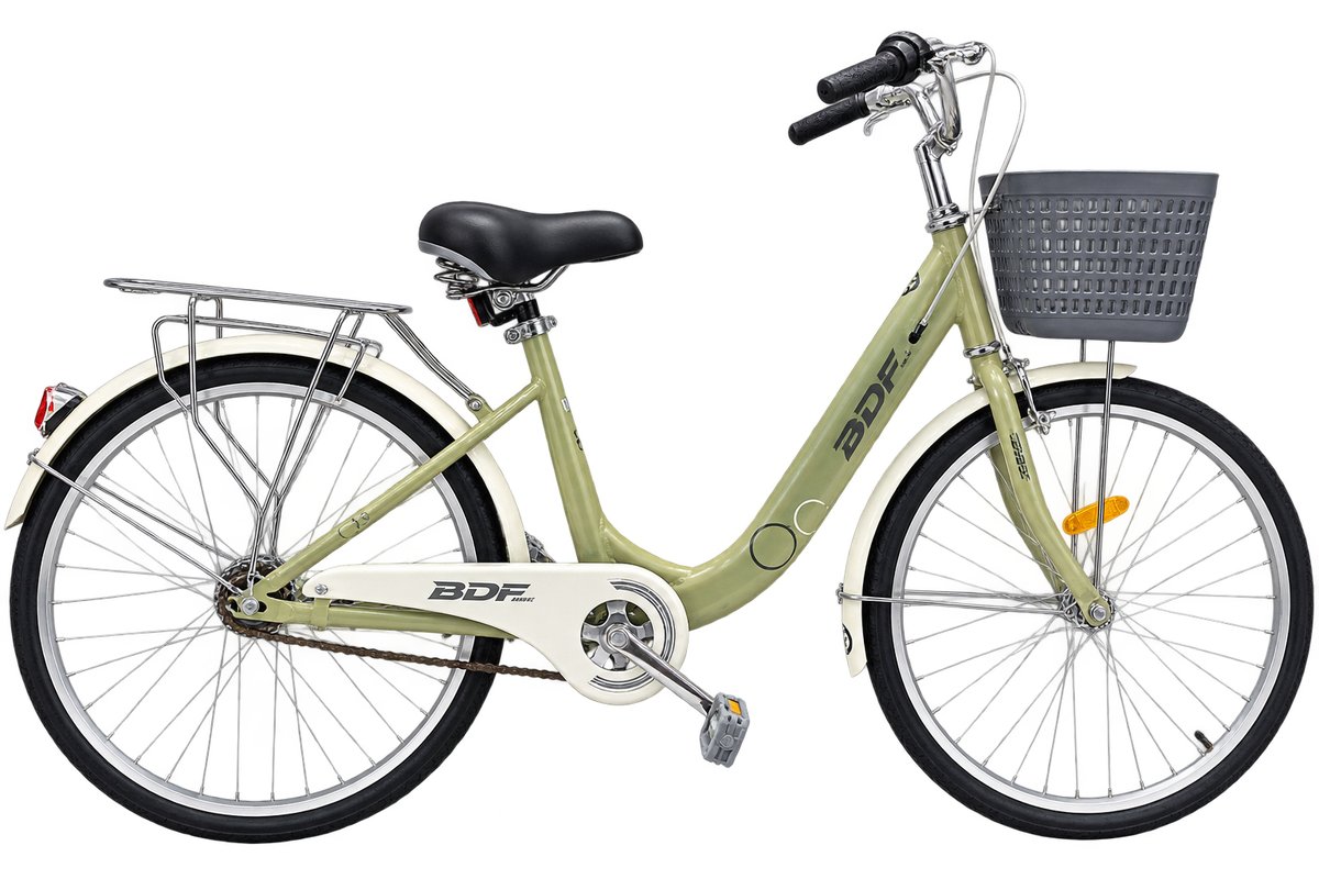 BDF 26" Sage Green City Bicycle with Basket & Carrier